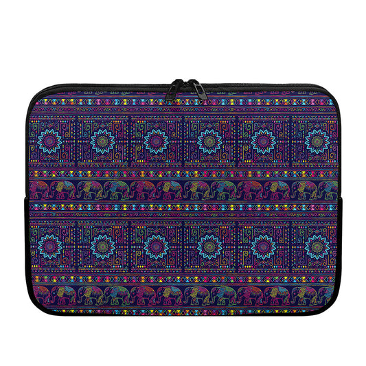 Colorful Indian Elephant Pattern Print Laptop Sleeve