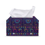 Colorful Indian Elephant Pattern Print Leather Tissue Box Cover