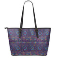 Colorful Indian Elephant Pattern Print Leather Tote Bag With Zipper