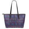 Colorful Indian Elephant Pattern Print Leather Tote Bag