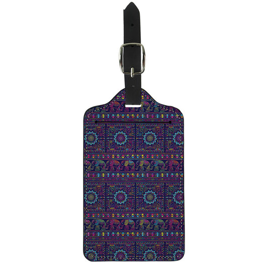 Colorful Indian Elephant Pattern Print Luggage Tag