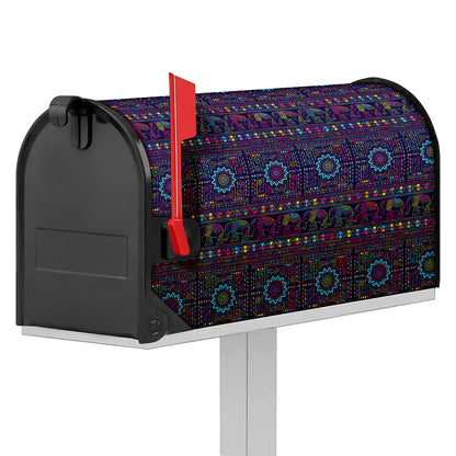 Colorful Indian Elephant Pattern Print Mailbox Cover