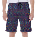 Colorful Indian Elephant Pattern Print Men's Beach Shorts