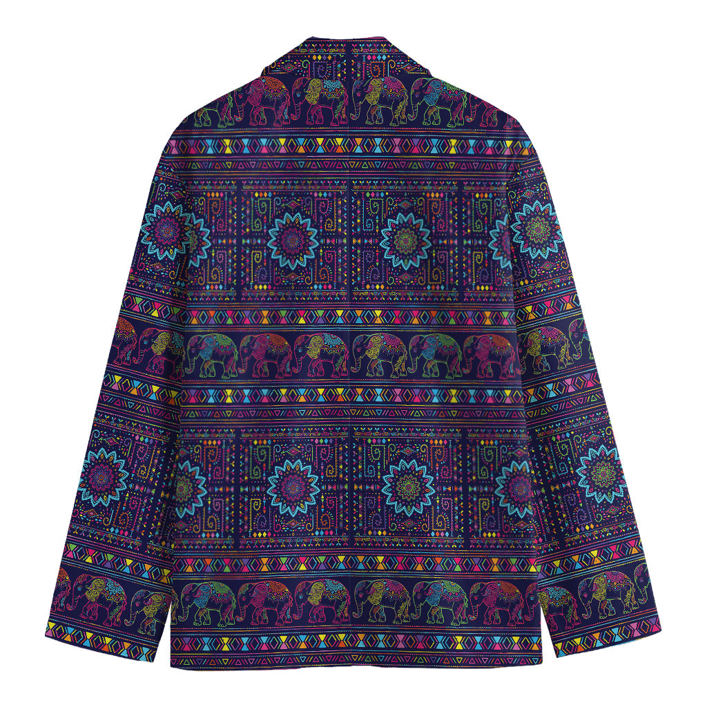 Colorful Indian Elephant Pattern Print Men's Blazer