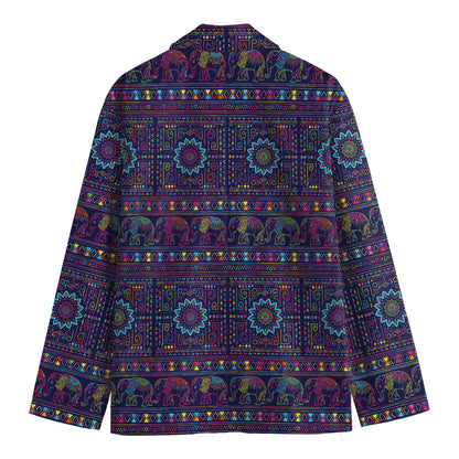 Colorful Indian Elephant Pattern Print Men's Blazer