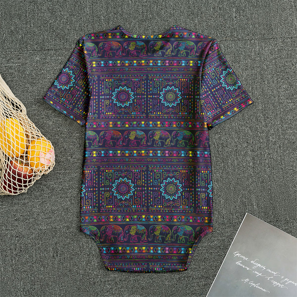 Colorful Indian Elephant Pattern Print Men's Bodysuit