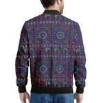 Colorful Indian Elephant Pattern Print Men's Bomber Jacket