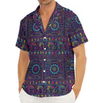 Colorful Indian Elephant Pattern Print Men's Deep V-Neck Shirt