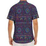 Colorful Indian Elephant Pattern Print Men's Deep V-Neck Shirt