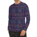 Colorful Indian Elephant Pattern Print Men's Long Sleeve Rash Guard