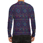 Colorful Indian Elephant Pattern Print Men's Long Sleeve Rash Guard