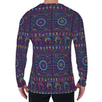 Colorful Indian Elephant Pattern Print Men's Long Sleeve T-Shirt