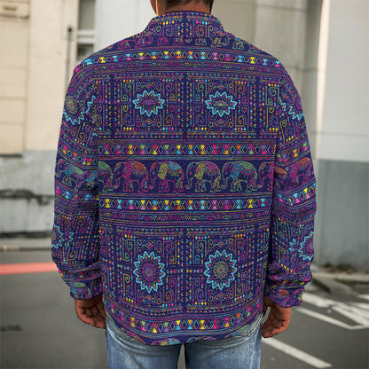 Colorful Indian Elephant Pattern Print Men's Shirt Jacket