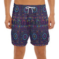 Colorful Indian Elephant Pattern Print Men's Split Running Shorts