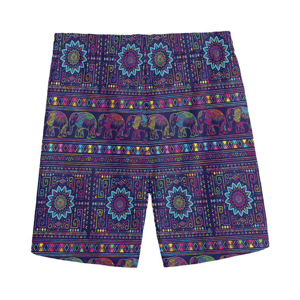 Colorful Indian Elephant Pattern Print Men's Sports Shorts