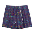 Colorful Indian Elephant Pattern Print Mesh Shorts