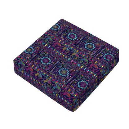Colorful Indian Elephant Pattern Print Outdoor Seat Cushion Cover
