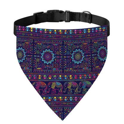 Colorful Indian Elephant Pattern Print Over The Collar Dog Bandana