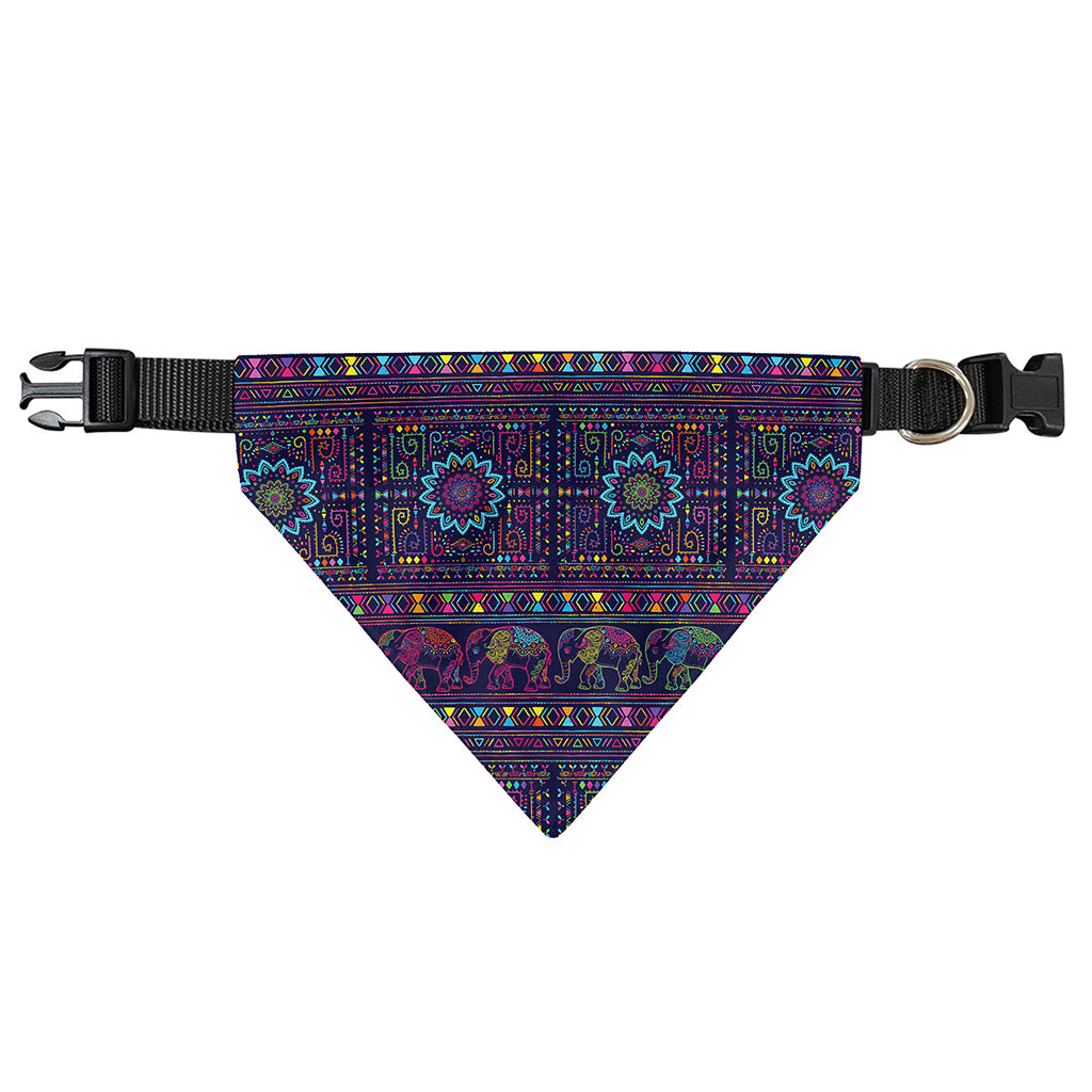 Colorful Indian Elephant Pattern Print Over The Collar Dog Bandana