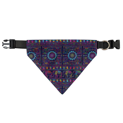 Colorful Indian Elephant Pattern Print Over The Collar Dog Bandana