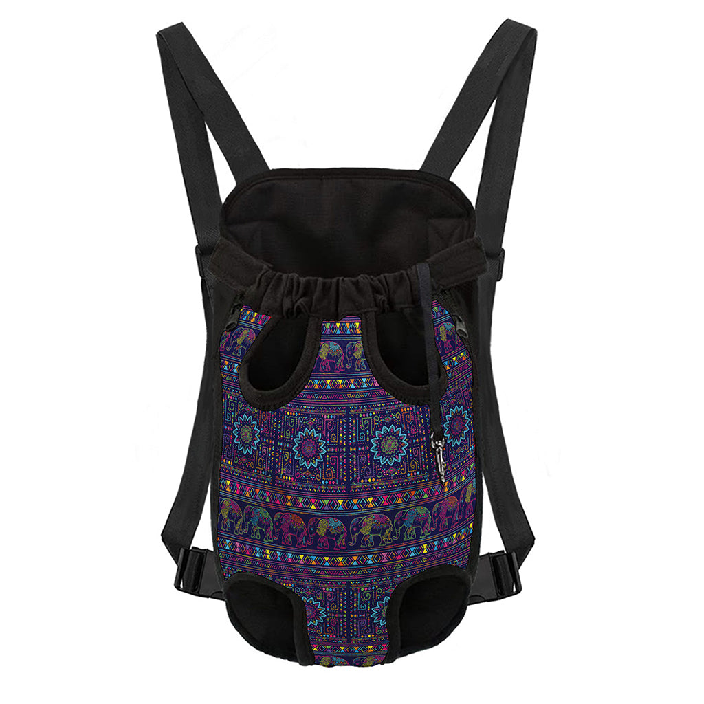 Colorful Indian Elephant Pattern Print Pet Carrier Backpack