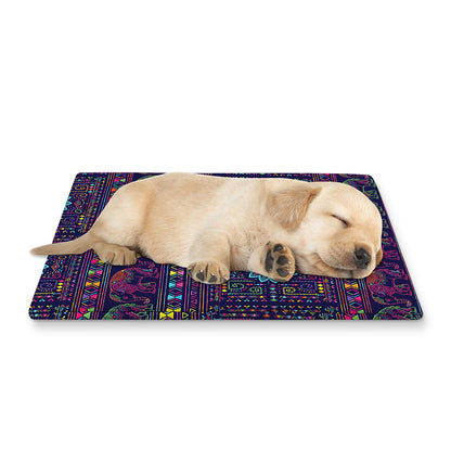 Colorful Indian Elephant Pattern Print Pet Cooling Mat Cover