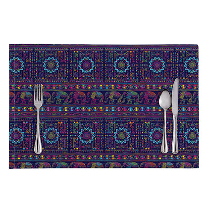 Colorful Indian Elephant Pattern Print Placemat