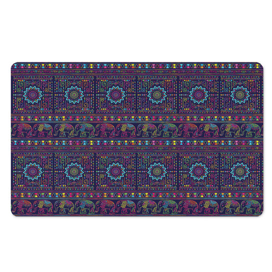 Colorful Indian Elephant Pattern Print Polyester Doormat