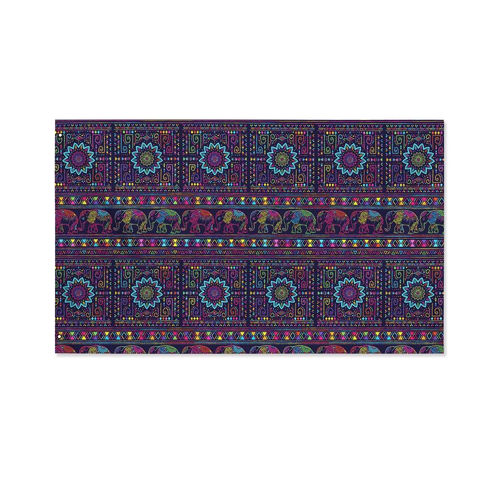 Colorful Indian Elephant Pattern Print Polyester Flag