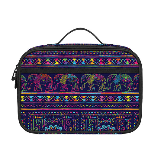 Colorful Indian Elephant Pattern Print Portable Lunch Bag