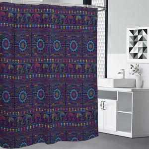 Colorful Indian Elephant Pattern Print Premium Shower Curtain