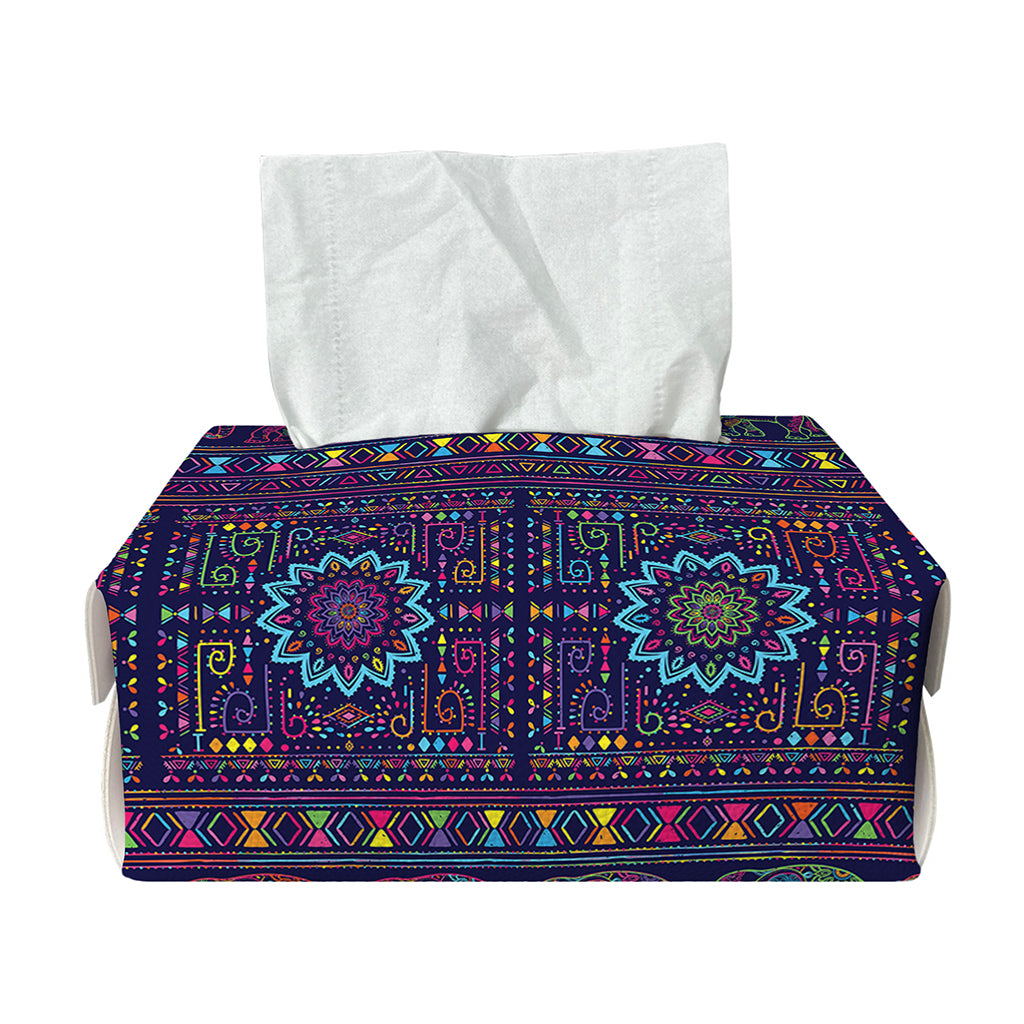Colorful Indian Elephant Pattern Print Rectangle Tissue Box Cover