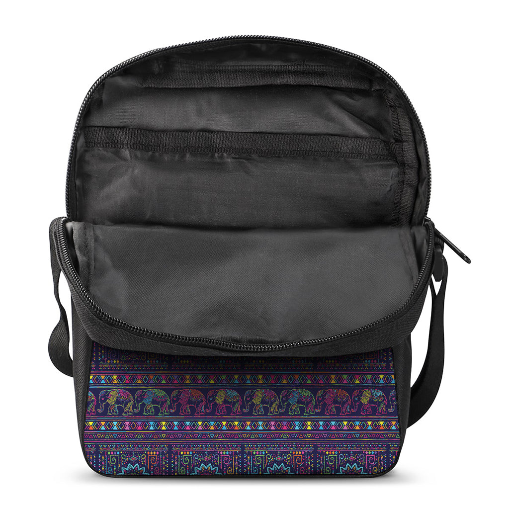 Colorful Indian Elephant Pattern Print Rectangular Crossbody Bag