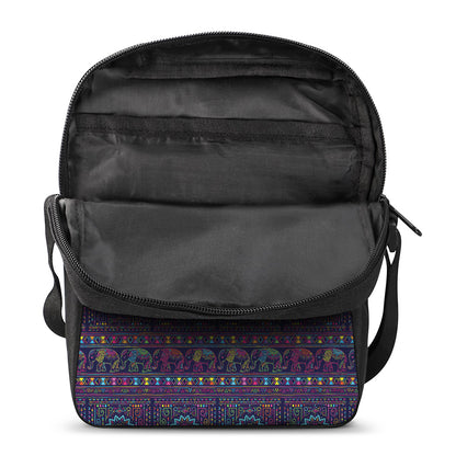 Colorful Indian Elephant Pattern Print Rectangular Crossbody Bag