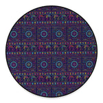 Colorful Indian Elephant Pattern Print Round Floor Mat