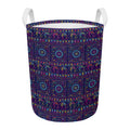Colorful Indian Elephant Pattern Print Round Laundry Basket