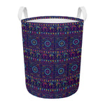 Colorful Indian Elephant Pattern Print Round Laundry Basket
