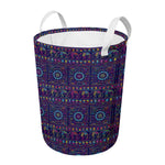 Colorful Indian Elephant Pattern Print Round Laundry Basket