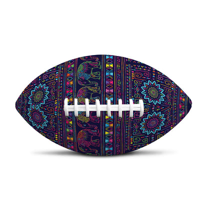 Colorful Indian Elephant Pattern Print Rugby Ball