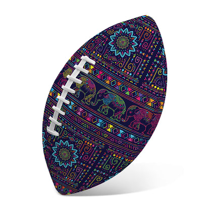 Colorful Indian Elephant Pattern Print Rugby Ball