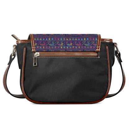 Colorful Indian Elephant Pattern Print Saddle Bag