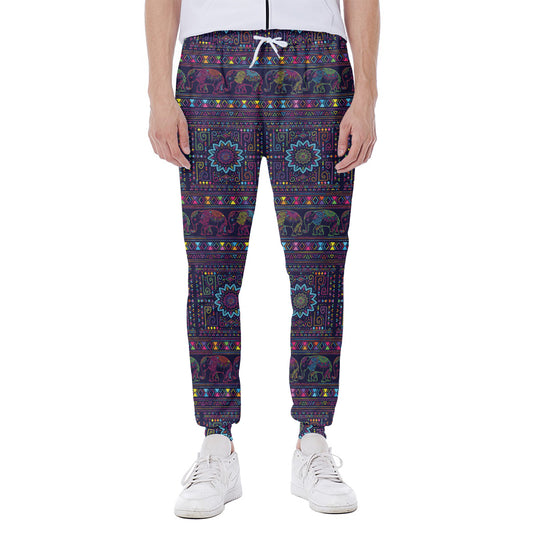 Colorful Indian Elephant Pattern Print Scuba Joggers
