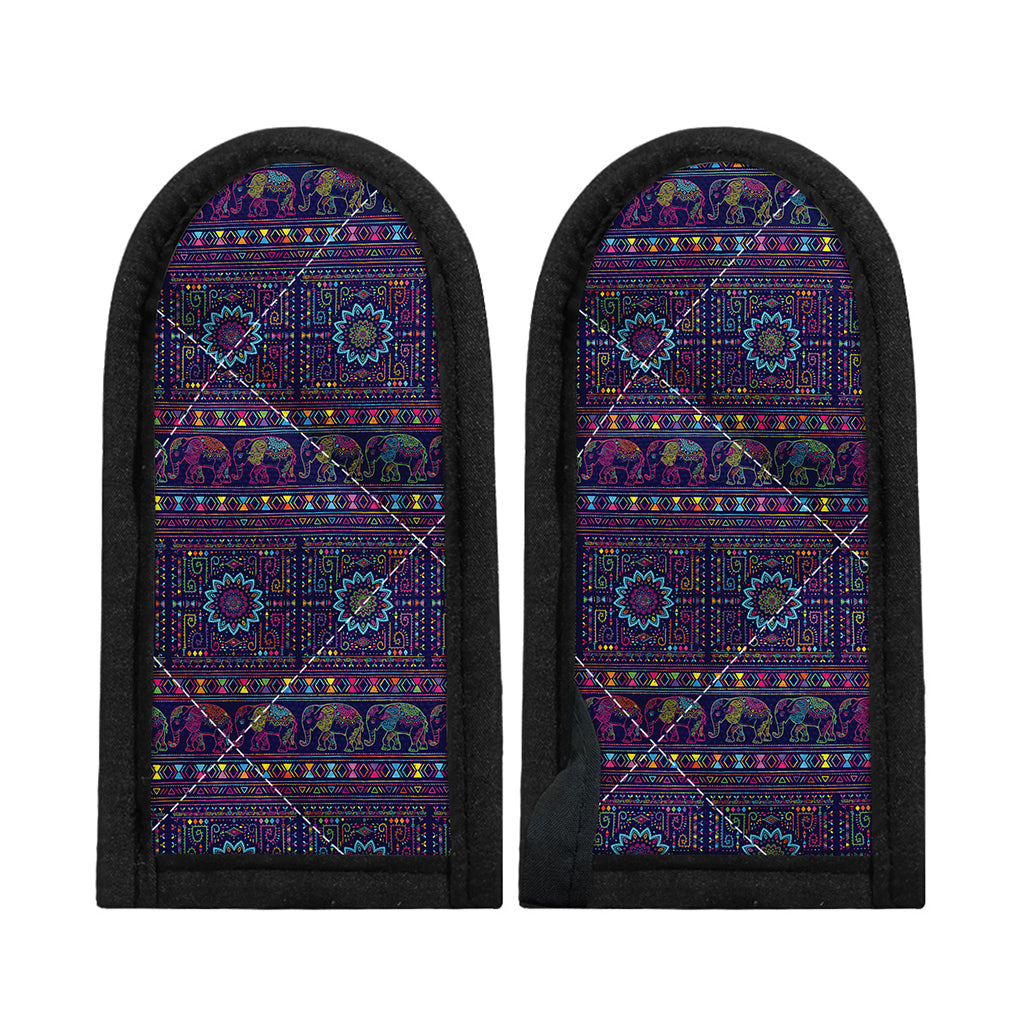 Colorful Indian Elephant Pattern Print Skillet Handle Cover