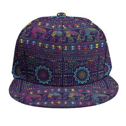 Colorful Indian Elephant Pattern Print Snapback Cap