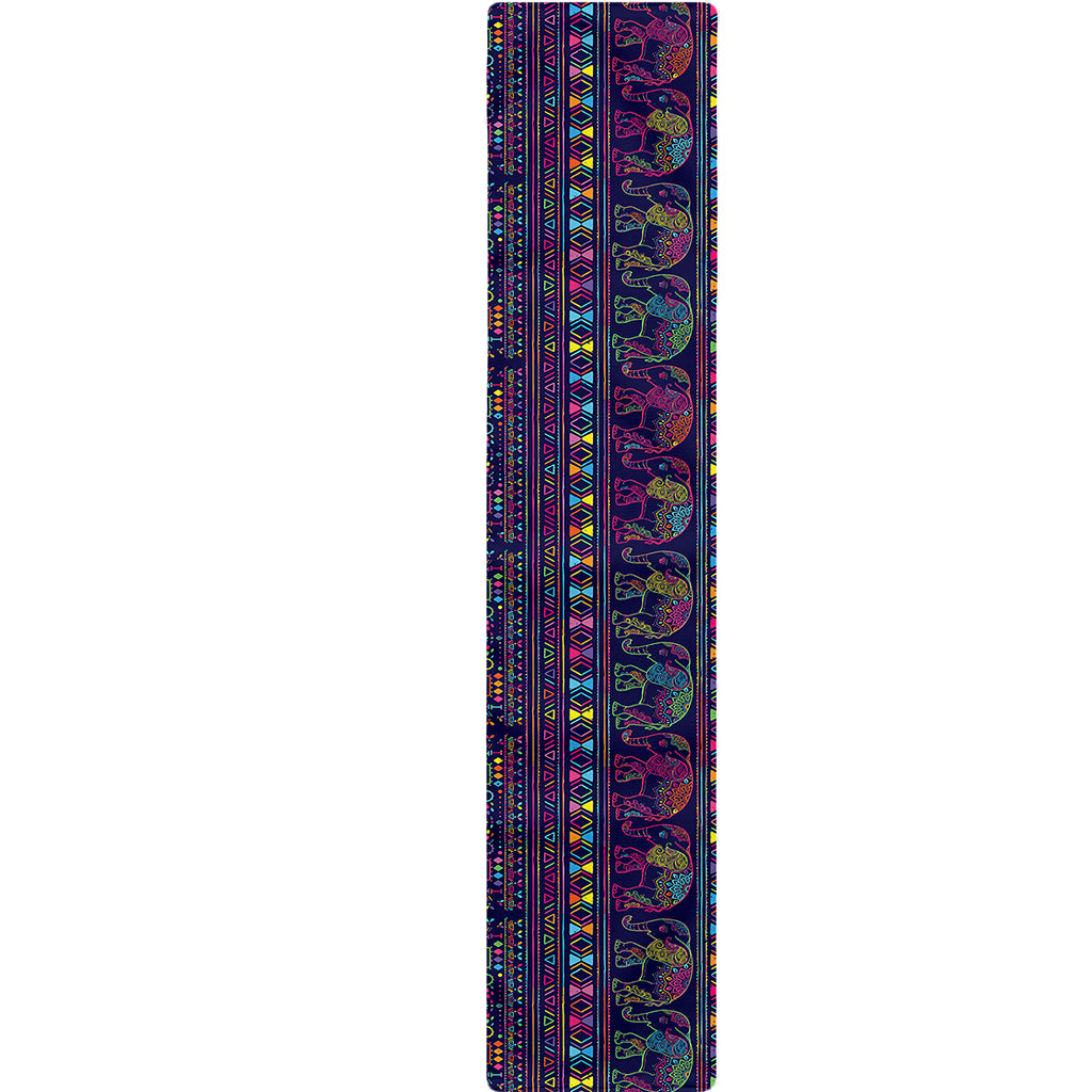 Colorful Indian Elephant Pattern Print Table Runner