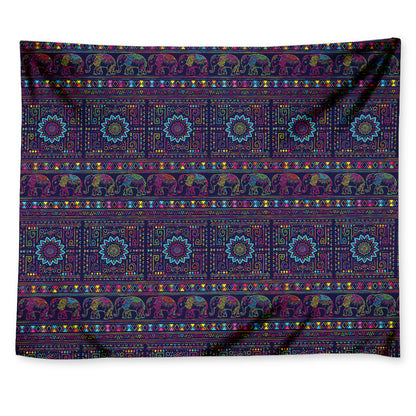 Colorful Indian Elephant Pattern Print Tapestry