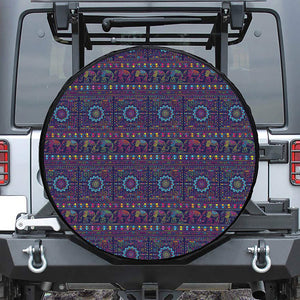 Colorful Indian Elephant Pattern Print Tire Cover