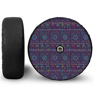 Colorful Indian Elephant Pattern Print Tire Cover With Camera Hole