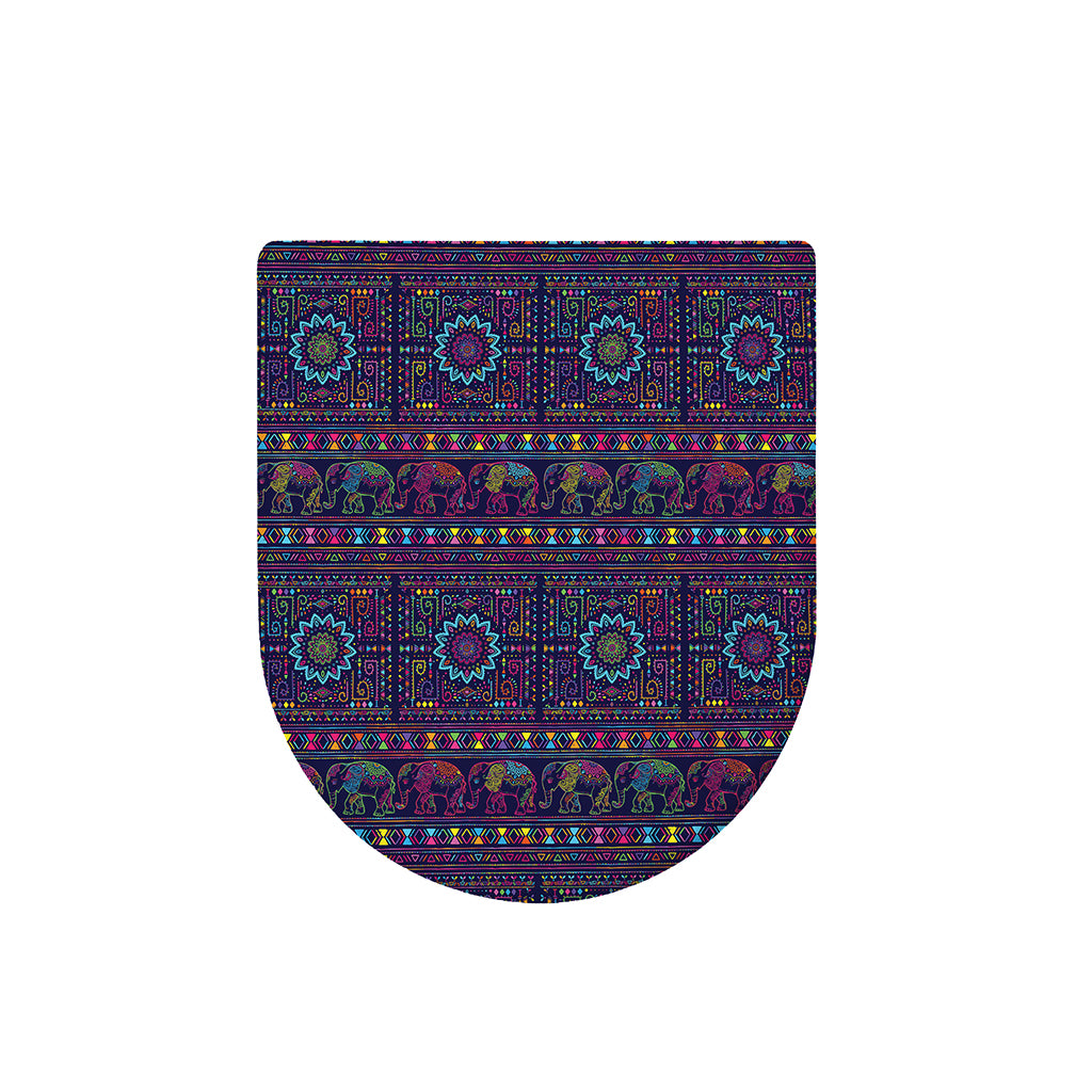 Colorful Indian Elephant Pattern Print Toilet Lid Cover