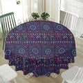 Colorful Indian Elephant Pattern Print Waterproof Round Tablecloth